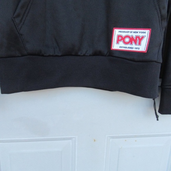 Pony logo hoodie with kangaroo pouch black and white size Men's M - Picture 7 of 14